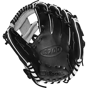 WILSON A700 11.5 Baseball Glove (WBW101427115) Dual Post Black/Grey 11.5 Right Hand
